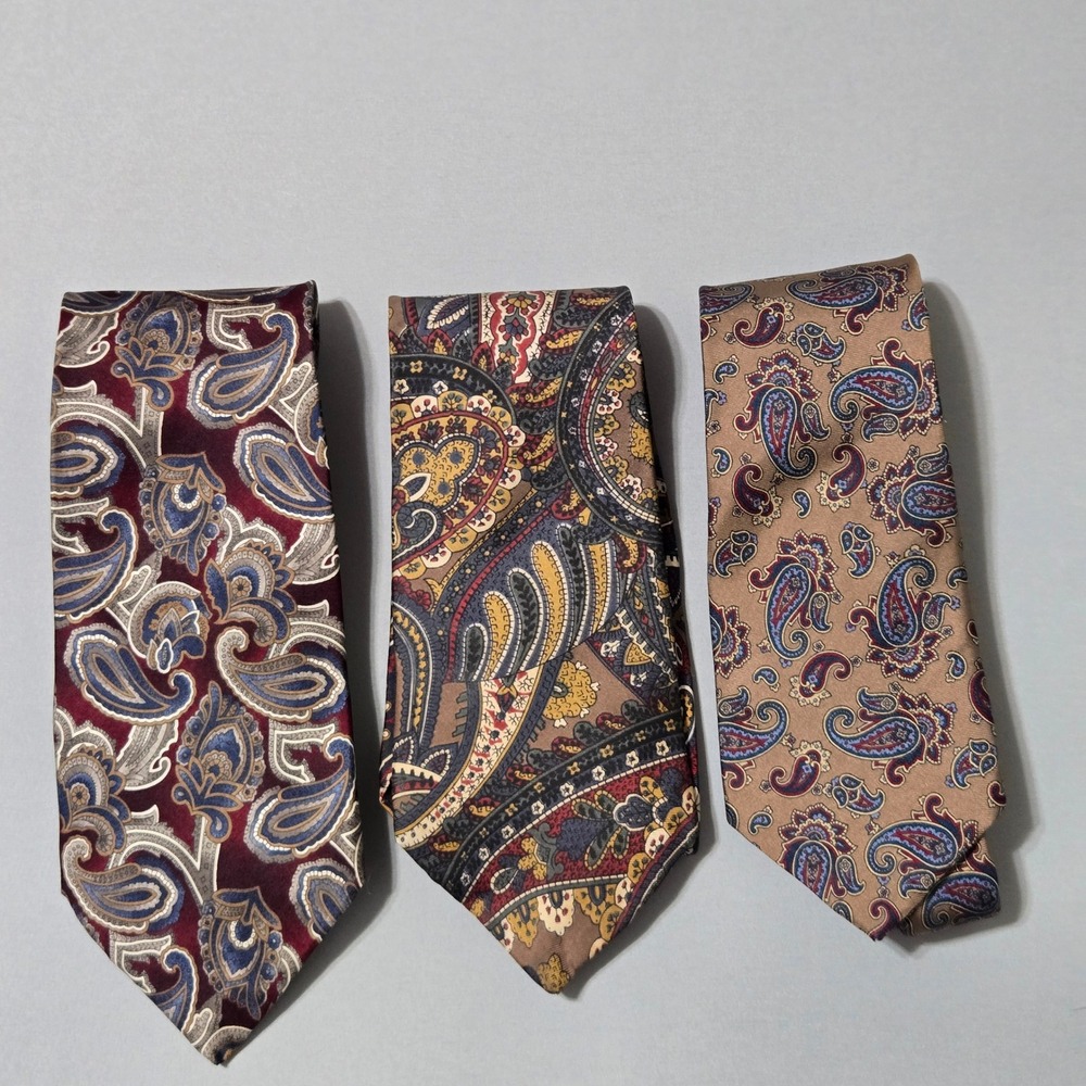 Paisley Tie Lot Barrington Stafford Wembley Mens 100% Silk Neckties Set of 3
